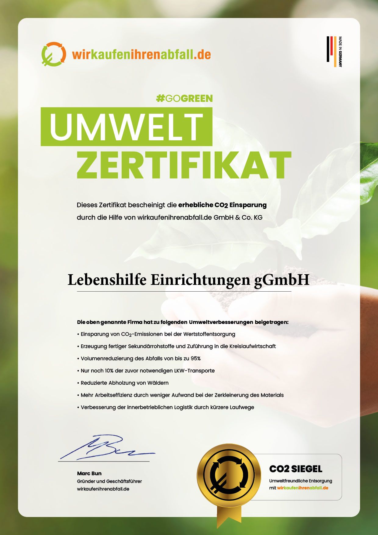 Zeritikat WKIA Umwelt